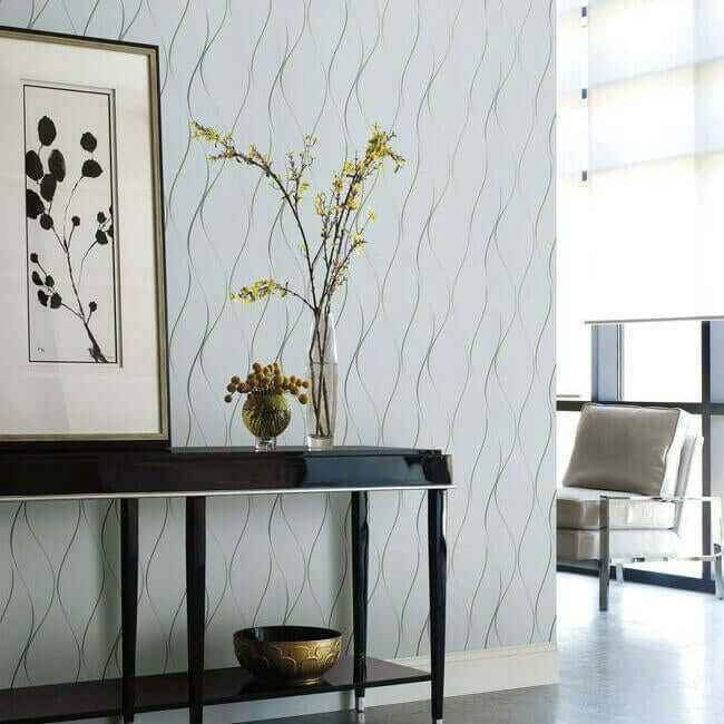 Wavy Stripe Light Blue Wallpaper - York Wallcoverings - DD3701