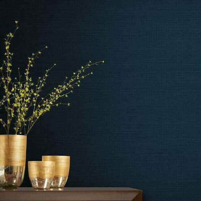 Shining Sisal Grasscloth Dark Blue Metallic Wallpaper - York Wallcoverings - Y6200907 - York Wallcoverings Wallpaper