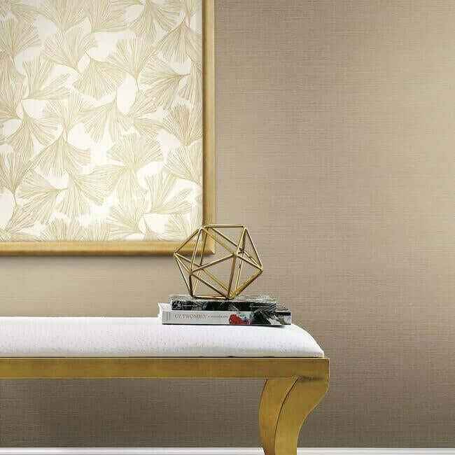 Shining Sisal Grasscloth Tan Metallic Wallpaper - York Wallcoverings - Y6200906 - York Wallcoverings Wallpaper