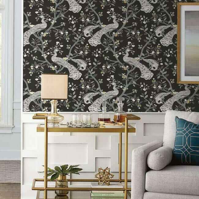 Plume Black & Gold Wallpaper - York Wallcoverings - BW3802
