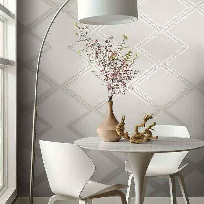 Diamond Twist White & Cream Wallpaper - York Wallcoverings - BW3821