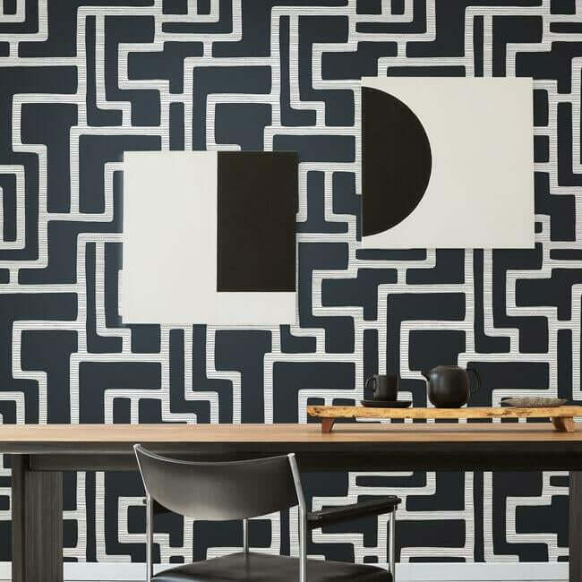 graphic-polyomino-black-white-wallpaper-york-wallcoverings-bw3831 - York Wallcoverings Wallpaper