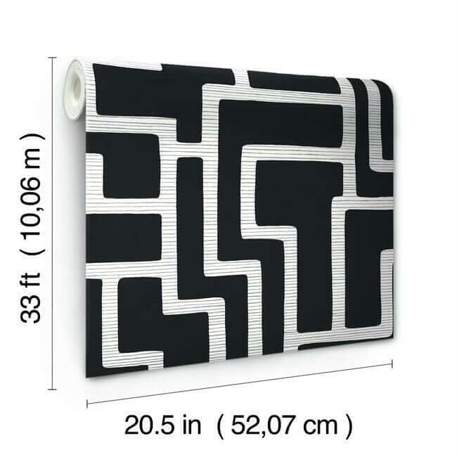 graphic-polyomino-black-white-wallpaper-york-wallcoverings-bw3831 - York Wallcoverings Wallpaper