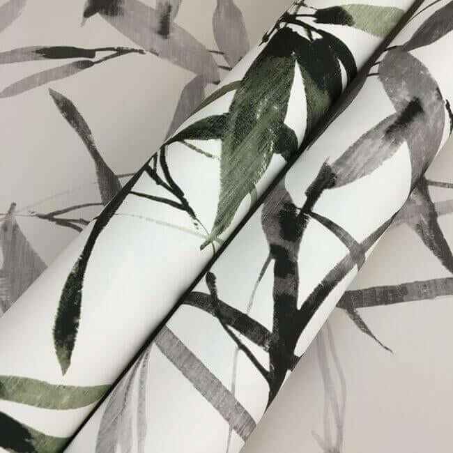 Bamboo Ink Black & White Wallpaper - York Wallcoverings - BW3843