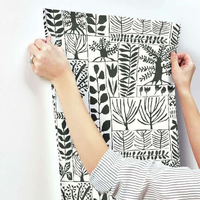 primitive-trees-black-white-wallpaper-york-wallcoverings-bw3862 - York Wallcoverings Wallpaper