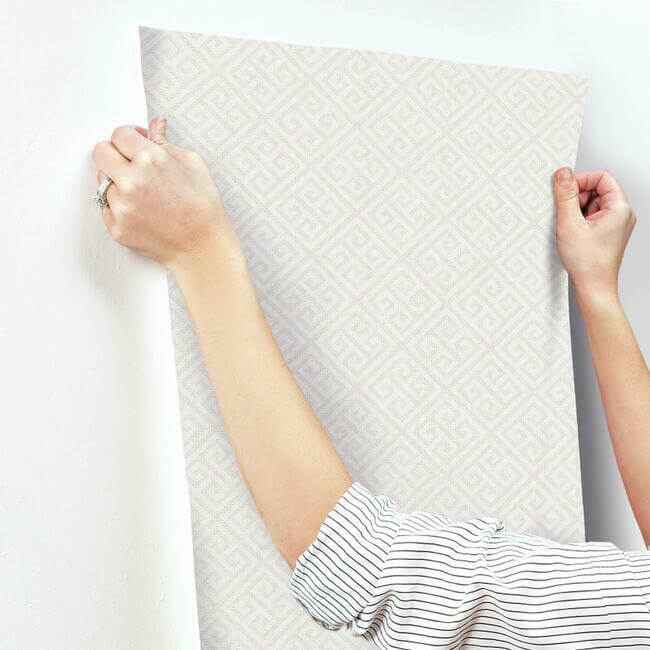 Grecian Geometric Pearl & White Wallpaper - York Wallcoverings - BW3991 - York Wallcoverings Wallpaper