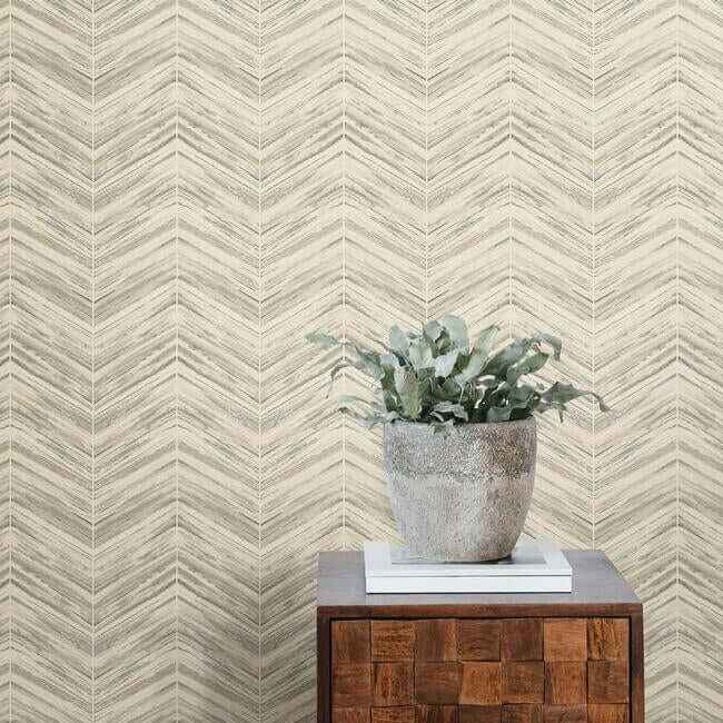 Petite Watercolor Chevron Cream Wallpaper - York Wallcoverings - BW3912