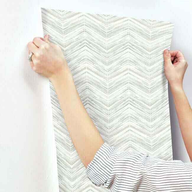 Petite Watercolor Chevron White & Grey Wallpaper - York Wallcoverings - BW3913 - York Wallcoverings Wallpaper
