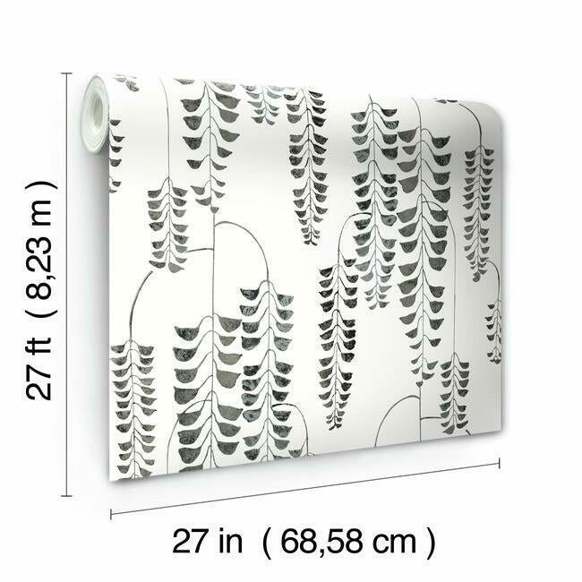 deco-wisteria-wallpaper-blackmetallic-york-wallcoverings-bw3943 - York Wallcoverings Wallpaper