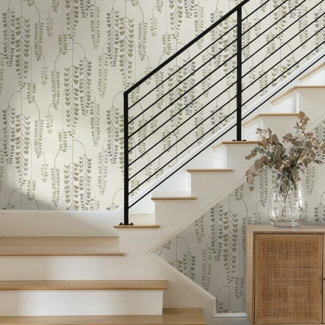 deco-wisteria-wallpaper-creamgold-york-wallcoverings-bw3941 - York Wallcoverings Wallpaper