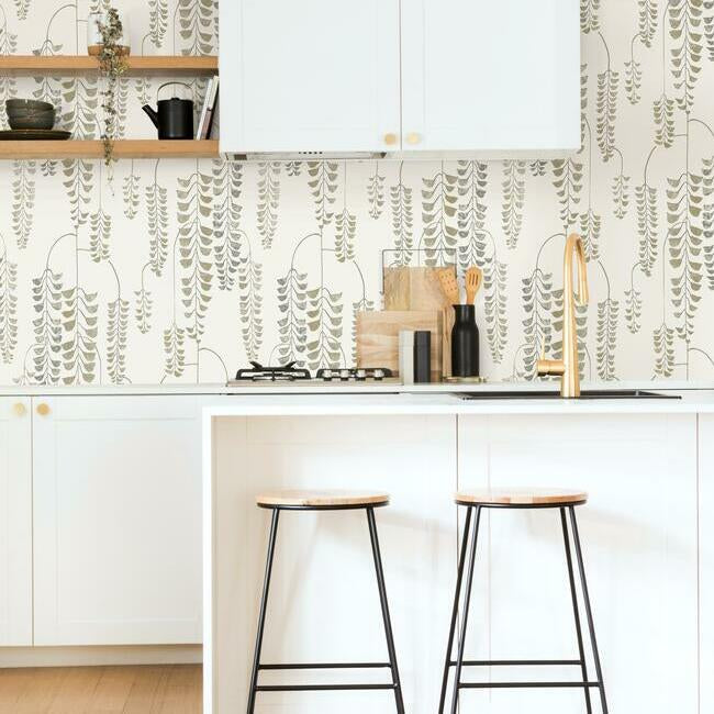 deco-wisteria-wallpaper-creamgold-york-wallcoverings-bw3941 - York Wallcoverings Wallpaper