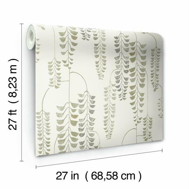 deco-wisteria-wallpaper-creamgold-york-wallcoverings-bw3941 - York Wallcoverings Wallpaper