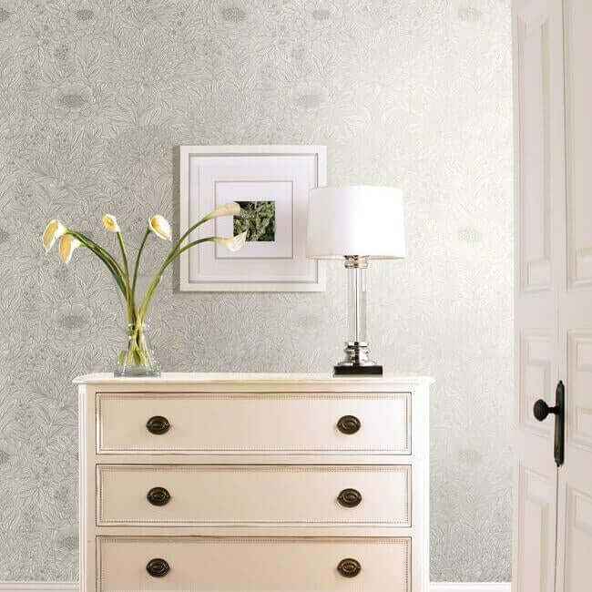 Wood Block Blooms Cream Wallpaper - York Wallcoverings - BW3921