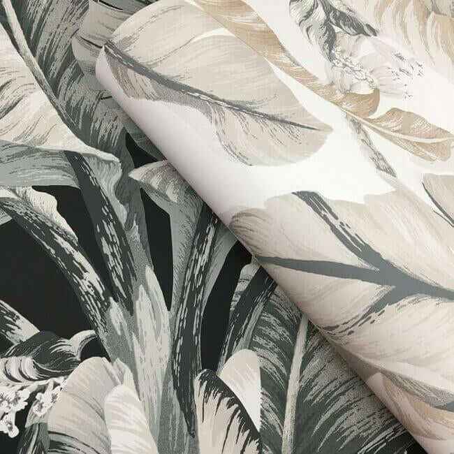Banana Leaf Black & White Wallpaper - York Wallcoverings - BW3971 - York Wallcoverings Wallpaper