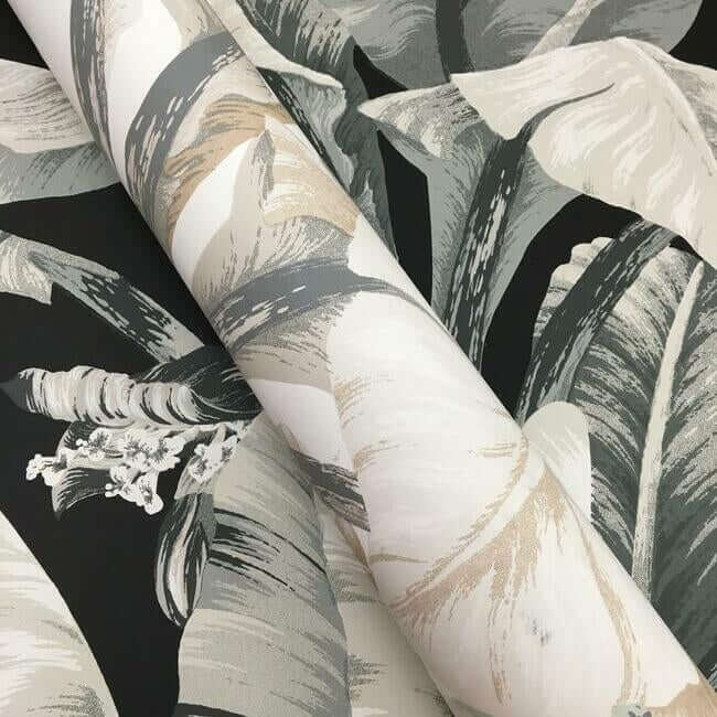 banana-leaf-black-white-wallpaper-york-wallcoverings-bw3971 - York Wallcoverings Wallpaper