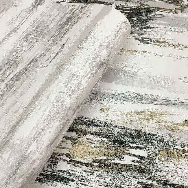 Birch Bark Texture Black & Gold Wallpaper - York Wallcoverings - BW3961 - York Wallcoverings Wallpaper