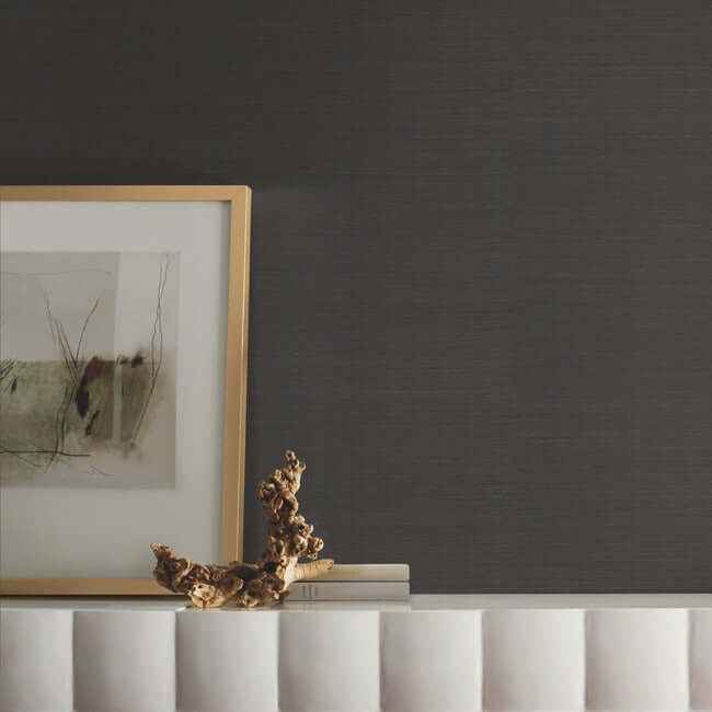 Sisal Grasscloth Black Wallpaper - York Wallcoverings - AB2195
