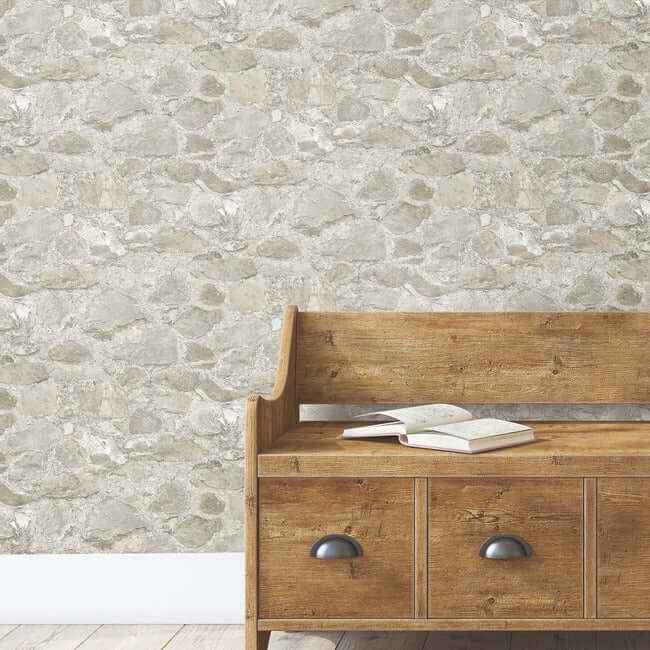 Field Stone Grey Wallpaper - York Wallcoverings - MN1802 - York Wallcoverings Wallpaper