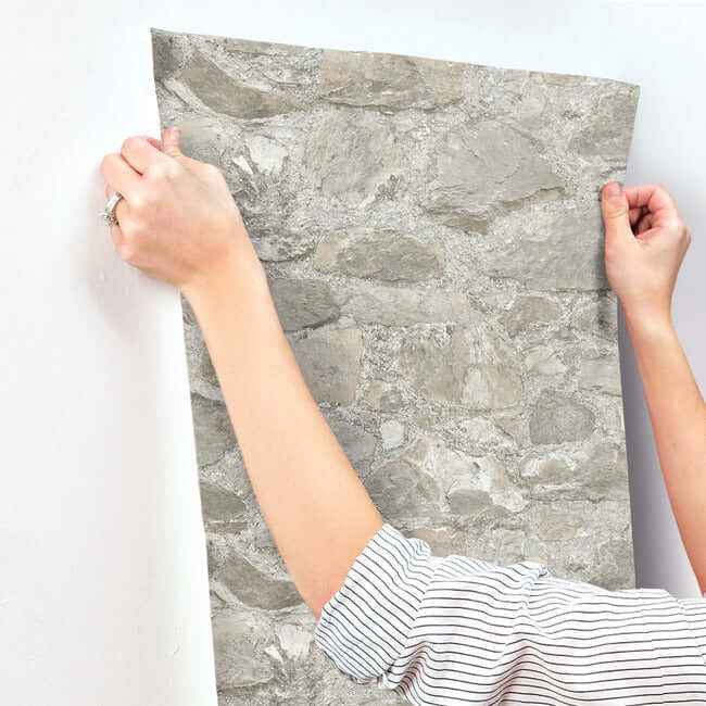Field Stone Grey Wallpaper - York Wallcoverings - MN1802 - York Wallcoverings Wallpaper