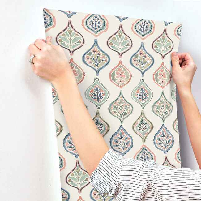 Marketplace Motif Off White & Green Wallpaper - York Wallcoverings - MN1853 - York Wallcoverings Wallpaper