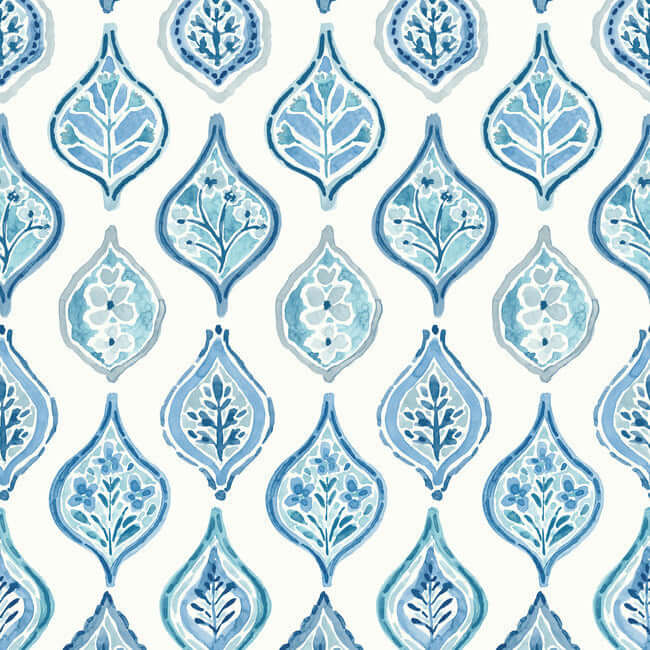 marketplace-motif-white-blue-wallpaper-york-wallcoverings-mn1850 - York Wallpaper Wallpaper