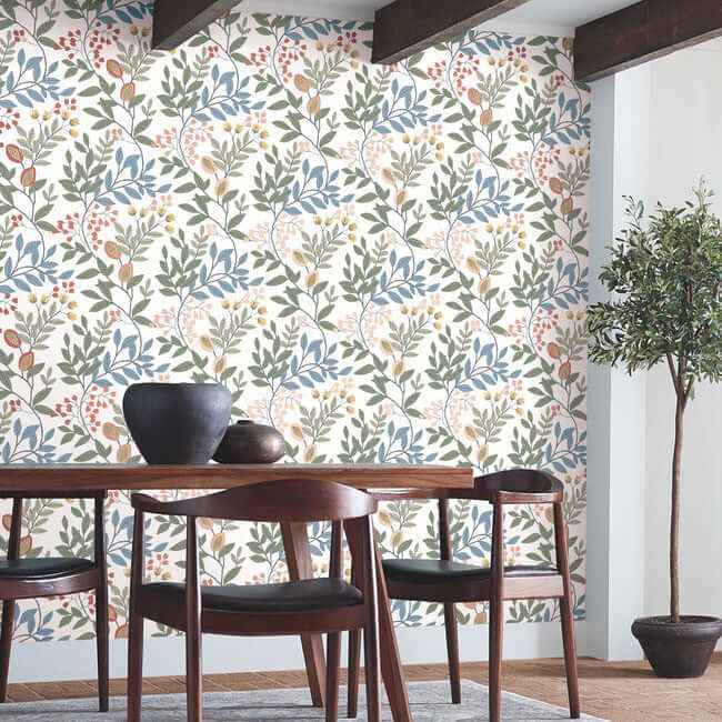 Eden Retreat White & Multi Wallpaper - York Wallcoverings - MN1841 - York Wallcoverings Wallpaper