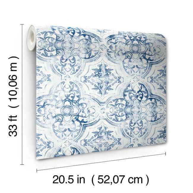 Quartet White & Blue Wallpaper - York Wallcoverings - MN1891 - York Wallcoverings Wallpaper