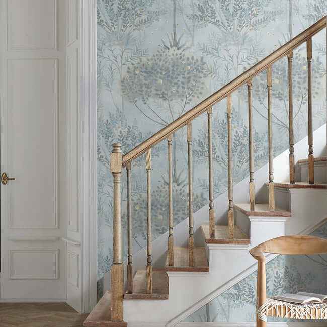 Orchard Blue & Grey Wallpaper - York Wallcoverings - MN1820