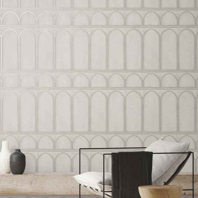 Arches Grey & Pearl Wallpaper - York Wallcoverings - MN1832 - York Wallcoverings Wallpaper