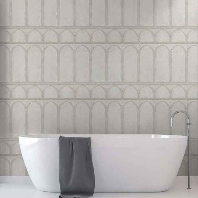 Arches Grey & Pearl Wallpaper - York Wallcoverings - MN1832 - York Wallcoverings Wallpaper