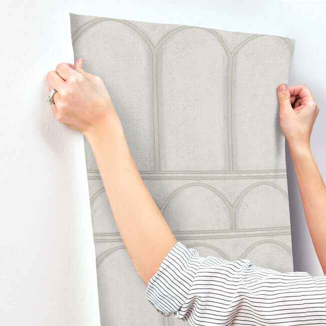 Arches Grey & Pearl Wallpaper - York Wallcoverings - MN1832 - York Wallcoverings Wallpaper