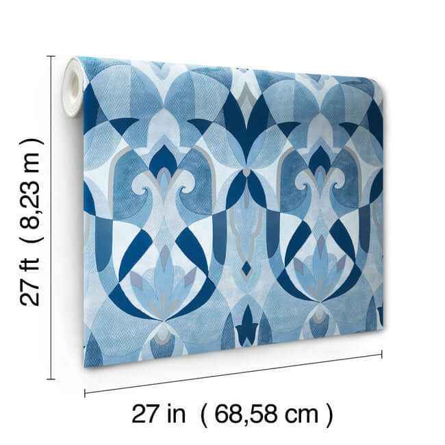 Malta Blue & Silver Wallpaper - York Wallcoverings - MN1920 - York Wallcoverings Wallpaper