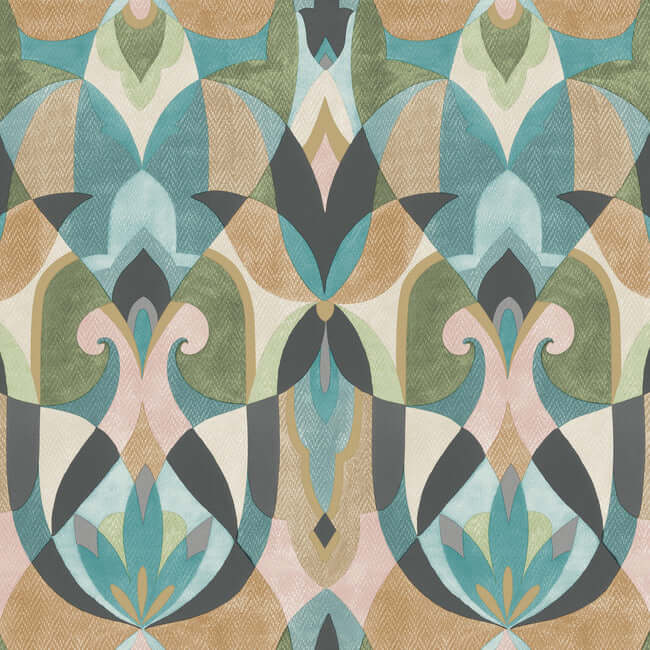 malta-teal-gold-wallpaper-york-wallcoverings-mn1923 - York Wallcoverings Wallpaper