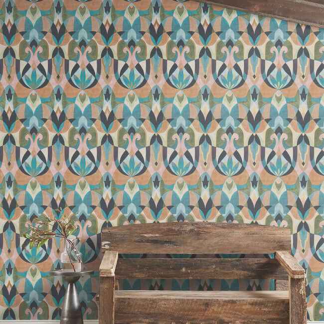 Malta Teal & Gold Wallpaper - York Wallcoverings - MN1923