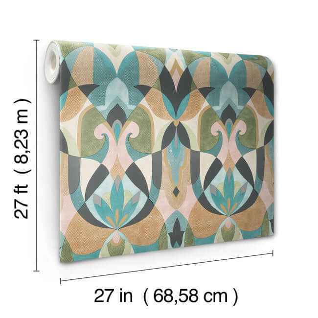 Malta Teal & Gold Wallpaper - York Wallcoverings - MN1923 - York Wallcoverings Wallpaper