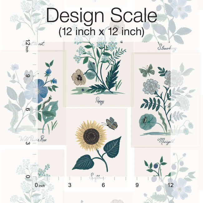 botanical-prints-wallpaper-indigo-york-wallcoverings-rp7335 - York Wallcoverings Wallpaper