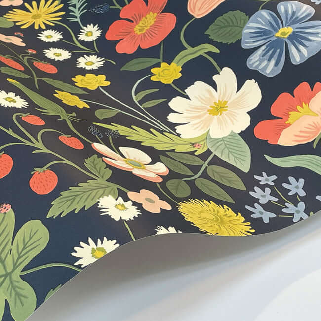 strawberry-fields-blue-pink-wallpaper-york-wallcoverings-rp7358 - York Wallpaper Wallpaper