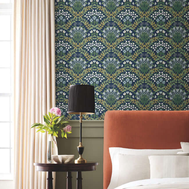 bramble-navy-green-wallpaper-york-wallcoverings-rp7324 - York Wallpaper Wallpaper