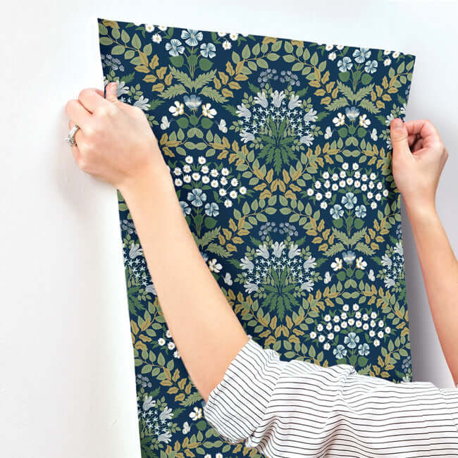 bramble-navy-green-wallpaper-york-wallcoverings-rp7324 - York Wallpaper Wallpaper