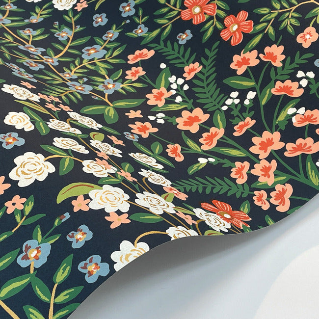 wildwood-garden-wallpaper-navy-york-wallcoverings-rp7376 - York Wallcoverings Wallpaper