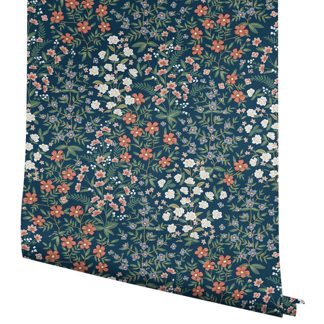 wildwood-garden-wallpaper-navy-york-wallcoverings-rp7376 - York Wallcoverings Wallpaper