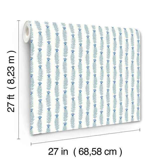 Eden White & Blue Wallpaper - York Wallcoverings - RP7341 - York Wallcoverings Wallpaper