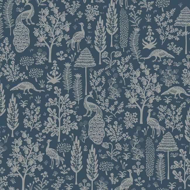Menagerie Toile Dark Blue Wallpaper - York Wallcoverings - RP7372 - York Wallcoverings Wallpaper