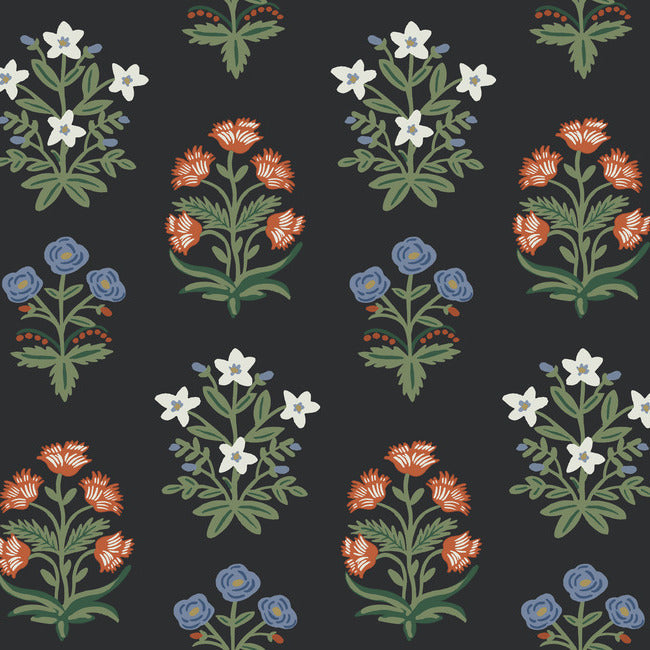 mughal-rose-wallpaper-black-york-wallcoverings-rp7348 - York Wallcoverings Wallpaper