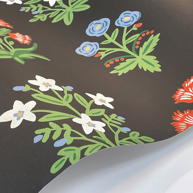 mughal-rose-wallpaper-black-york-wallcoverings-rp7348 - York Wallcoverings Wallpaper