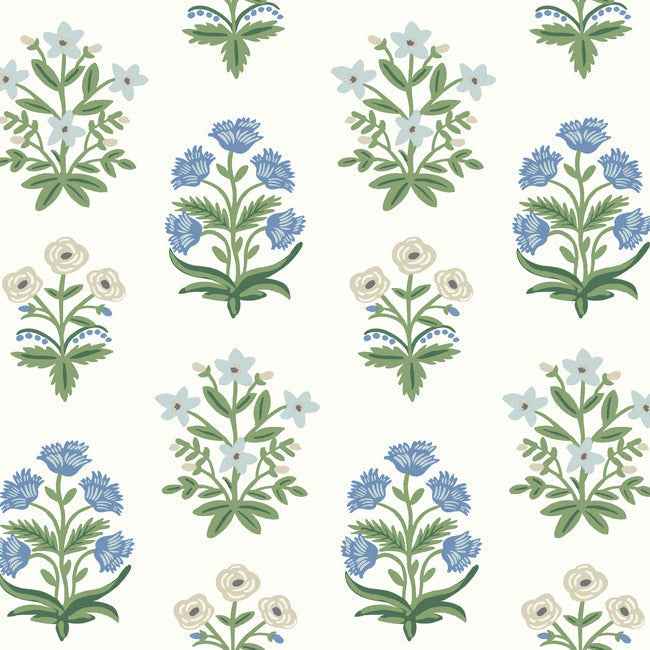 Mughal Rose White & Purple Wallpaper - York Wallcoverings - RP7347