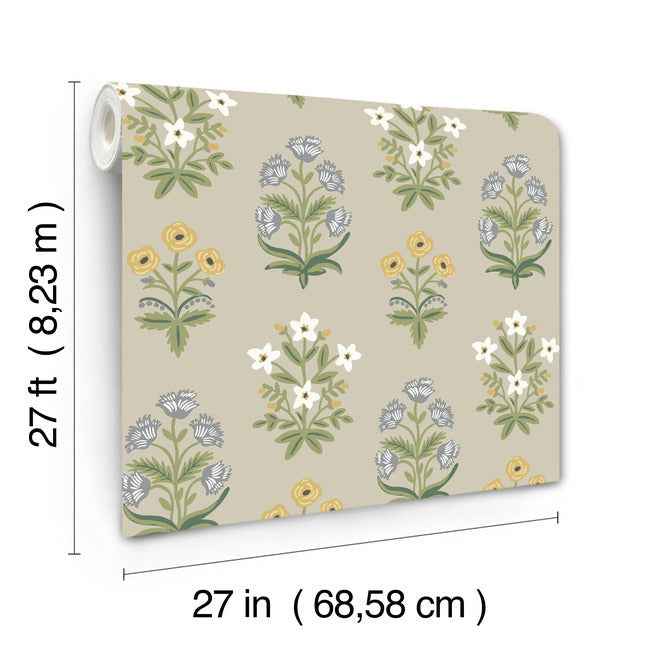 Mughal Rose Beige & Purple Wallpaper - York Wallcoverings - RP7350 - York Wallcoverings Wallpaper