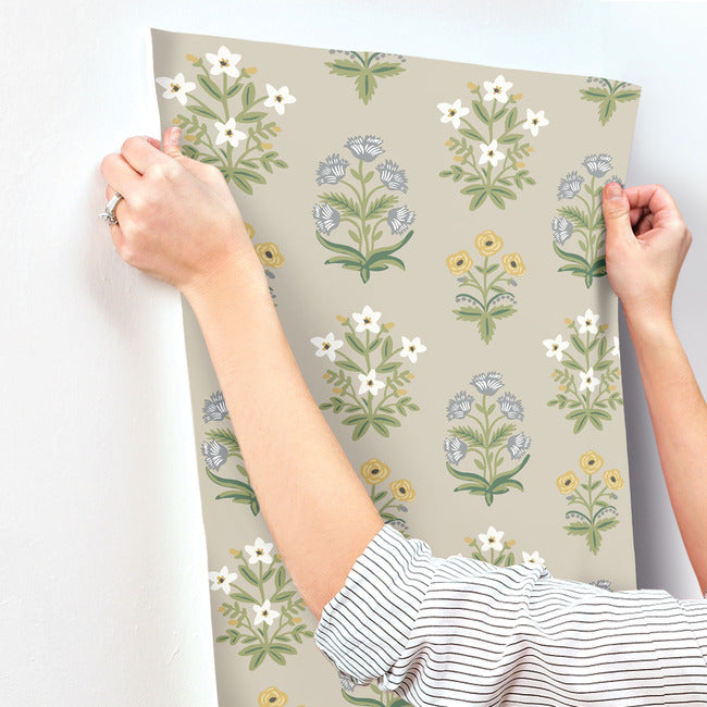 mughal-rose-wallpaper-linen-york-wallcoverings-rp7350 - York Wallcoverings Wallpaper