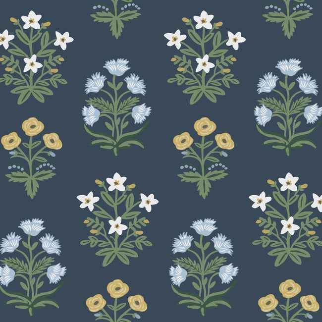 Mughal Rose Blue & Purple Wallpaper - York Wallcoverings - RP7351 - York Wallcoverings Wallpaper