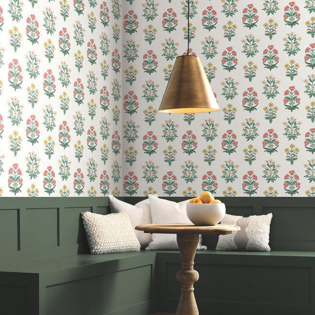 mughal-rose-wallpaper-white-york-wallcoverings-rp7349 - York Wallcoverings Wallpaper